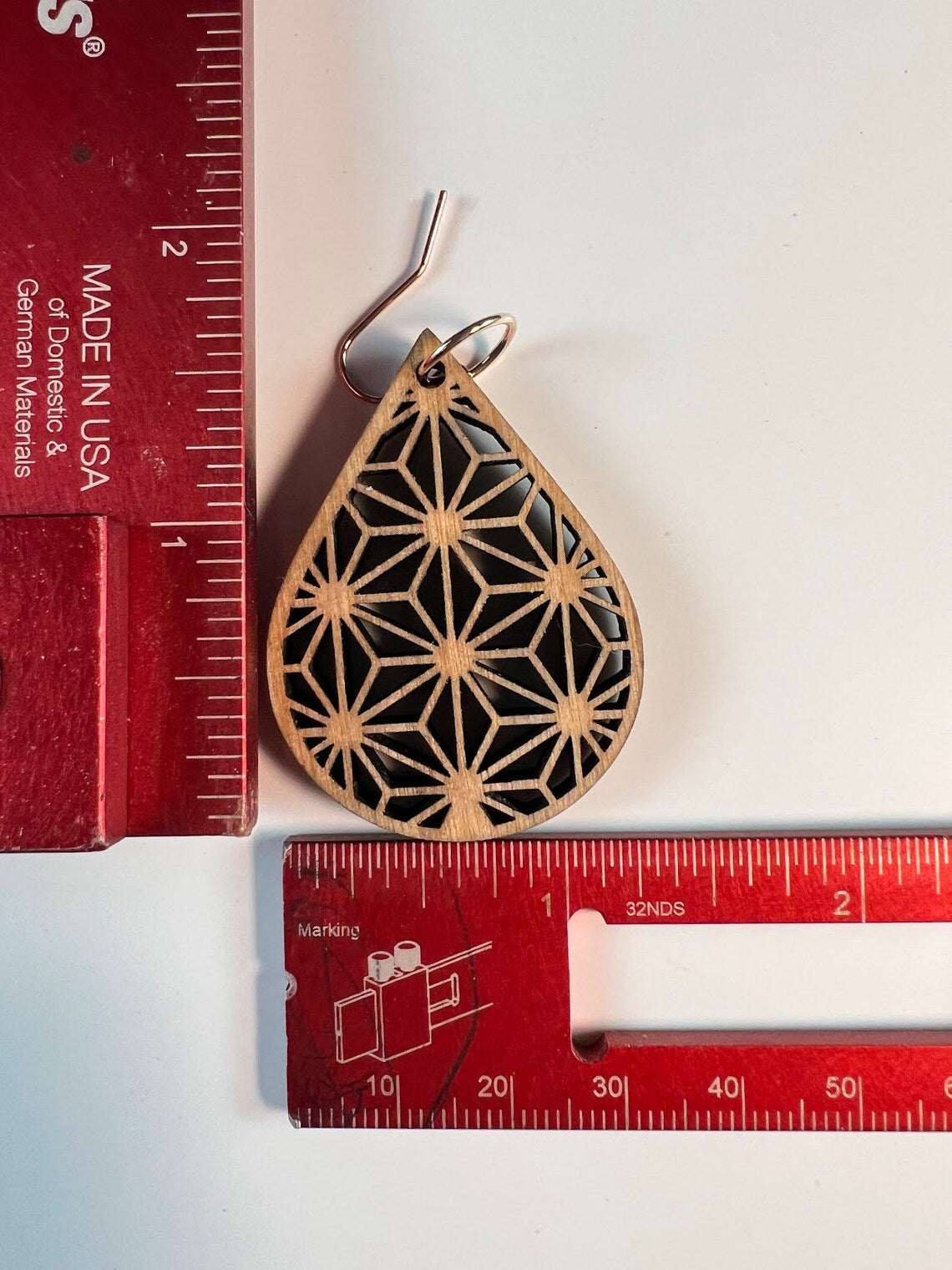 Wood Asanoha (麻の葉) Kumiko Earrings